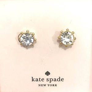NIB Kate Spade Flying Colors Clear Crystal Gold Bezel Studs
